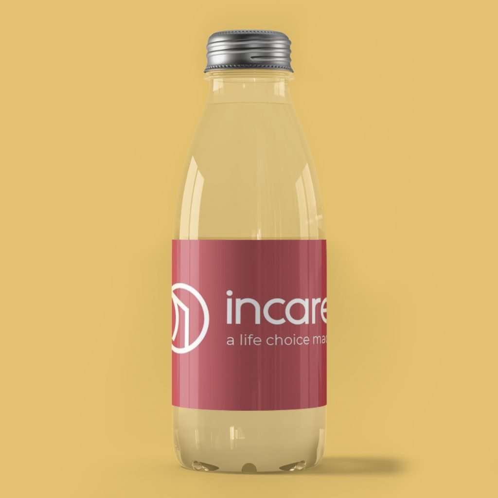 CoreWeb design of Incare logo on water bottle